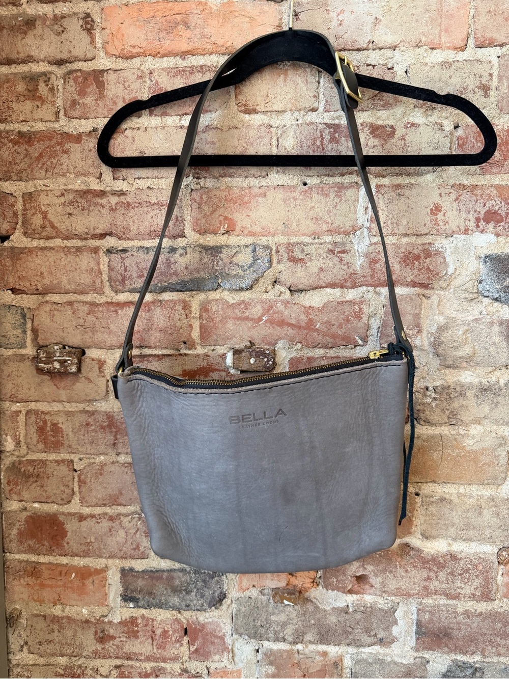 Bella Leather Goods Gray Leather Bag Crossbody Purse
